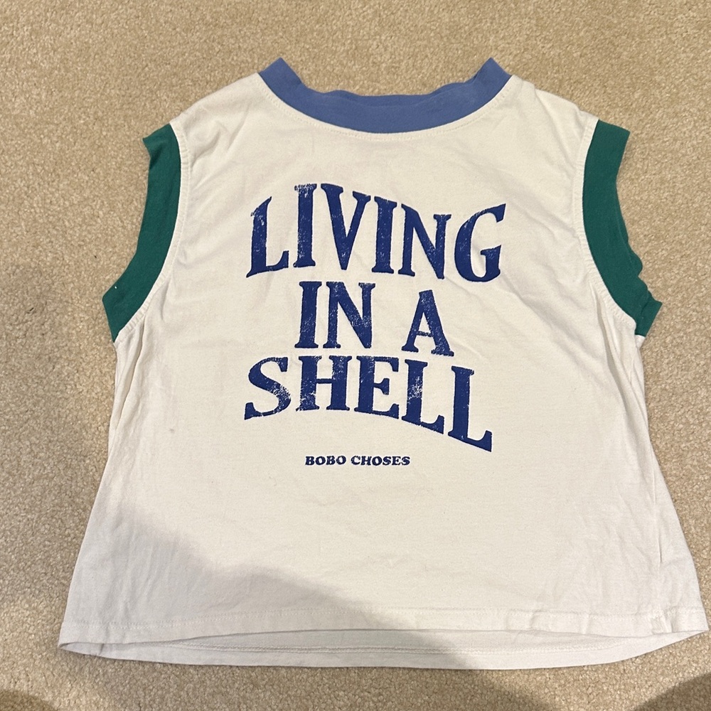 Bobo Choses Kids Tank Top - White, Green, and Blue